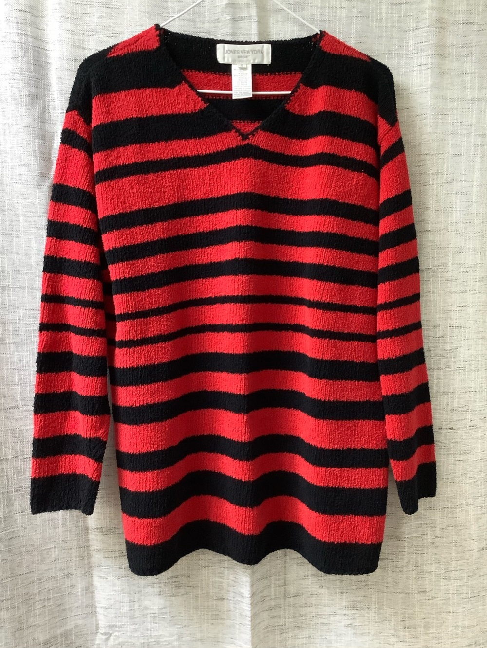 JONES NEW YORK Sport Red & Black striped Casual Sweater, Women's Small